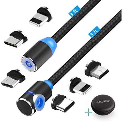 Utotrip Magnetic Charging Cable,(2-Pack,3ft,3ft) 3-in-1 USB Magnetic Cable,Nylon Braided Phone Charger Cable Compatible with Micro USB,Type C and iProducts…