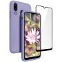 Vinve Samsung Galaxy A20 Case, Galaxy A30 Case, with Tempered Glass Screen Protector [2 Pack], Liquid Silicone Slim Soft Fit Drop Protection Case for Galaxy A20 (Purple)