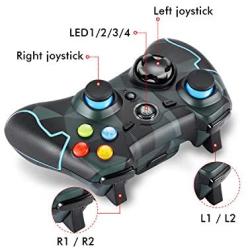 EasySMX Wireless 2.4g Game Controller Support PC (Windows XP/7/8/8.1/10) and PS3, Android, Vista, TV Box Portable Gaming Joystick Handle (Wireless Game Controller Camouflage)