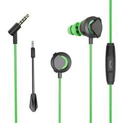 Karooch Insten 3.5mm Gaming Earbuds with Mic Audio, in-Ear Headset Stereo Headphone with Detachable Dual Microphone Compatible with PS4, Xbox One, Nintendo, Switch Lite, PC Mobile Game & Cell Phone