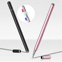 LIBERRWAY Stylus Pen 2 Pack Disc Stylus Fiber Stylus, Rosegold & Black