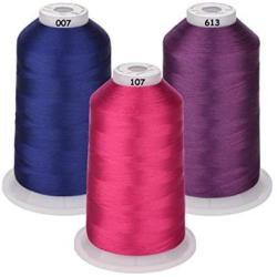 Simthread 42 Options Various Assorted Color Packs of Polyester Embroidery Machine Thread Huge Spool 5000M for All Embroidery Machines (Pink Blue Purple)