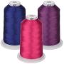 Simthread 42 Options Various Assorted Color Packs of Polyester Embroidery Machine Thread Huge Spool 5000M for All Embroidery Machines (Pink Blue Purple)