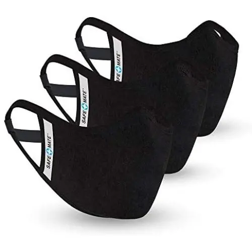 Safe+Mate x Case-Mate - Cloth Face Mask - Washable & Reusable - Adult L/XL - Cotton - with Filter - 3 Pack - Black Safe+Mate x Case-Mate - Cloth Face Mask - Washable & Reusable - Adult L/XL - Cotton - with Filter - 3 Pack - Black
