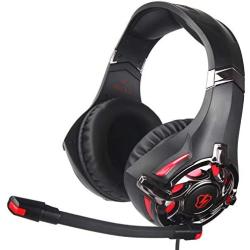 LETTON L3 Stereo Gaming Headset for PS4, Xbox One Controller, PC, Over Ear Headphones with Noise Cancelling Mic, LED Light, Bass Surround, Soft Memory Earmuffs for Laptop Mac Nintendo Switch Games