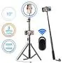 Ring Light 10" with Two Phone Holders & Tripod Stand and Bluetooth Remote for YouTube Video, Desktop Camera Led Ring Light for Streaming, Makeup, Selfie Photography Compatible with iPhone Android Ring Light 10" with Two Phone Holders & Tripod Stand and Bluetooth Remote for YouTube Video, Desktop Camera Led Ring Light for Streaming, Makeup, Selfie Photography Compatible with iPhone Android