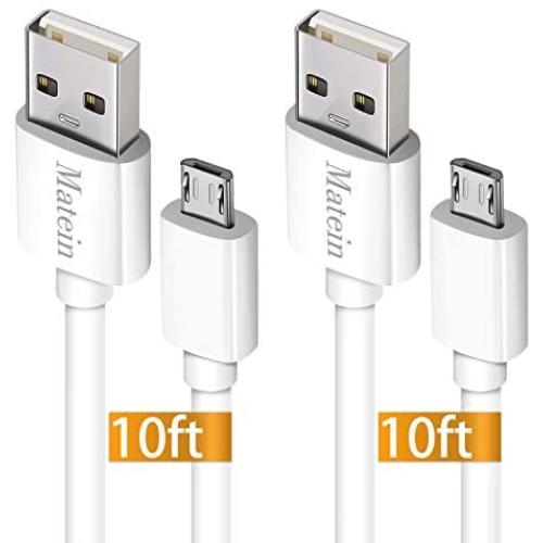 Android Charger Cable for Samsung Galaxy S7, 10Ft 2 Pack Micro USB Cord, Fast Charging USB 2.0 Extremely Durable Cables for Xbox PS4 Controller, Samsung, ZTE, Camera and Smartphone, White