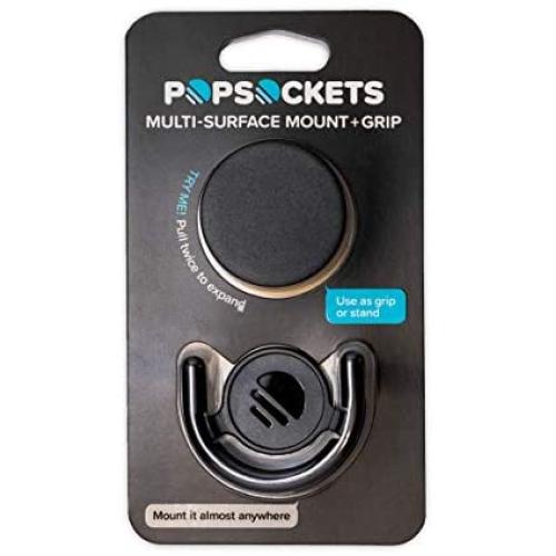 PopSockets: Collapsible Grip & Stand for Phones and Tablets - Black & Mount