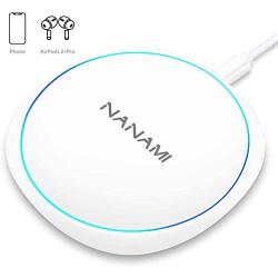 Fast Wireless Charger, NANAMI 7.5W Charging Pad Compatible iPhone SE/11/11 Pro/11 Pro Max/XS Max/XS/XR/X/8 Plus,10W Qi Charger for Samsung S20 S10 S9 S8 S7 Note 10+/9/8 & New Airpods-Ultra Slim Design