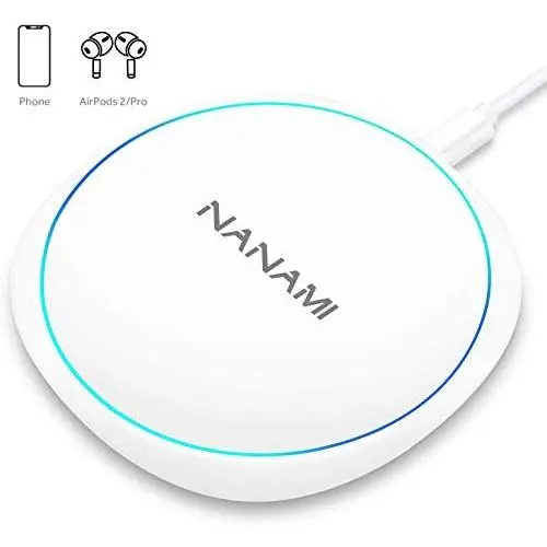 Fast Wireless Charger, NANAMI 7.5W Charging Pad Compatible iPhone SE/11/11 Pro/11 Pro Max/XS Max/XS/XR/X/8 Plus,10W Qi Charger for Samsung S20 S10 S9 S8 S7 Note 10+/9/8 & New Airpods-Ultra Slim Design