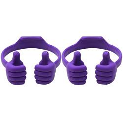 Honsky Thumbs-up Cell Phone Holder, Tablet Stand for Desk ¨C Multi-Angle/Adjustable/Flexible, Compatible with iPhone iPad Mini Samsung LG Google, Universal Cellphones, Purple, 2 Packs