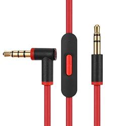 Replacement Audio Cable Cord Wire with in line Microphone and Control for Beats by Dr Dre Headphones Solo Studio Pro Detox Wireless Mixr Executive Pill (Black Red)