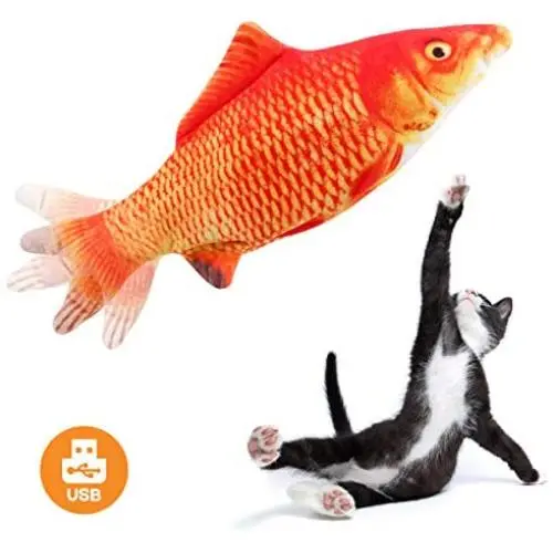 Beewarm Electric Flopping Cat Kicker Fish Toy, Realistic Flopping Fish, Wiggle Fish Catnip Toys, Motion Kitten Toy, Plush Interactive Cat Toys, Fun Toy for Cat Exercise