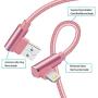90 Degree iPhone Charger Cable 10ft Lightning Cable Right Angle Cable Fast Charging iPhone Cable 3 Pack Nylon Braided Charger Cord Compatible iPhone/iPad/iPod (Rose Gold,10 Foot)