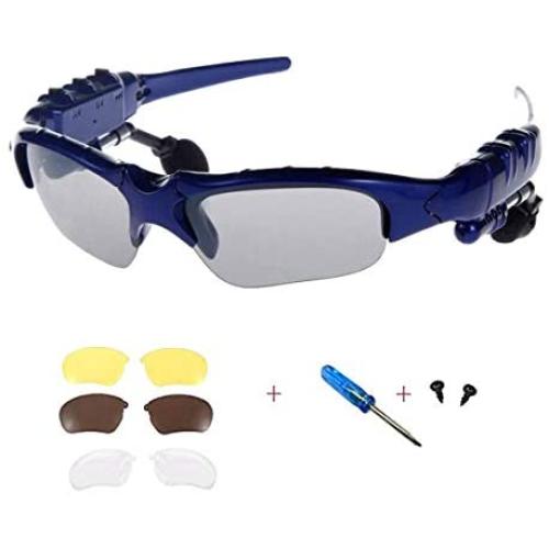 Wireless Bluetooth Sunglasses Anti-ray Stereo 4.1 Music Bluetooth Headphones for Men Support Both Headset and Hands-Free for All Kinds of Cell Phones (Blue-Gray)