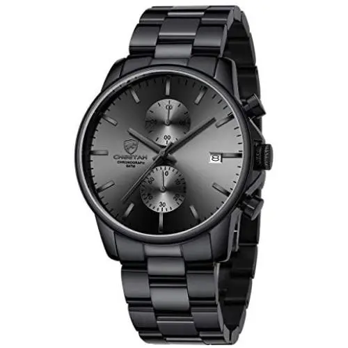 GOLDEN HOUR Mens Watches with Black/Silver Stainless Steel and Metal Casual Waterproof Chronograph Quartz Watch, Auto Date in Colorful Hands GOLDEN HOUR Mens Watches with Black/Silver Stainless Steel and Metal Casual Waterproof Chronograph Quartz Watch, Auto Date in Colorful Hands