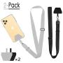 Phone Neck Strap,Doormoon Wristlet Keychain with Patch Works with All Smartphones Cases Drop Protection Compatible with iPhone, Samsung, Google & Most Smartphones, 2 Pack,Black Grey