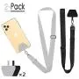 Phone Neck Strap,Doormoon Wristlet Keychain with Patch Works with All Smartphones Cases Drop Protection Compatible with iPhone, Samsung, Google & Most Smartphones, 2 Pack,Black Grey