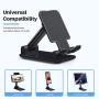 Anozer Foldable Cell Phone Stand, [2020 Updated] Angle & Height Adjustable Desk Phone Holder with Stable Anti-Slip Design Compatible with Smartphones/iPad Mini/Nintendo Switch/Kindle (Black)