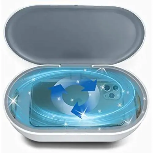 Cell Phone Sanitizer, Portable Cleaners Aromatherapy Function for All iPhone & Android Smart Phone with Wireless Charging, Toothbrush,Watch,Keys Cell Phone Sanitizer, Portable Cleaners Aromatherapy Function for All iPhone & Android Smart Phone with Wireless Charging, Toothbrush,Watch,Keys