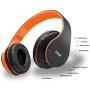 Bluetooth Over-Ear Headphones, Zihnic Foldable Wireless and Wired Stereo Headset Micro SD/TF, FM for iPhone/Samsung/iPad/PC/TV,Soft Earmuffs &Light Weight for Prolonged Wearing (Black-Orange)