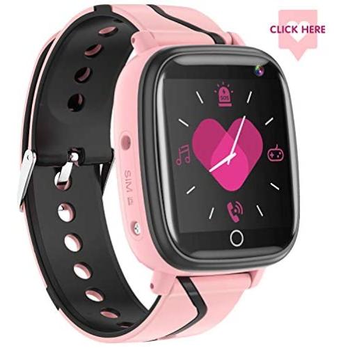 【Kids Smartwatch】- Children‘s Smart Watch Phone, 10 Can Be Set Name SOS Two-Way Calling Music Player Games HD Camera Alarm Clock Calculator Set Wallpaper for Free, Suitable for Teenagers 4-12y(Pink)