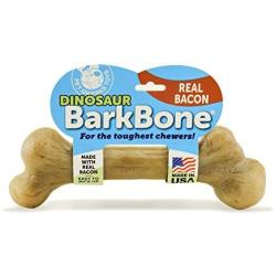 Pet Qwerks Dinosaur BarkBone Chew Toy - Tough Durable Nearly Indestructible Bone for Extreme Aggressive Power Chewers | Made in USA, with FDA Compliant Nylon - 2 Flavors Available