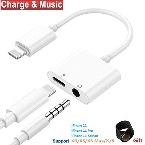 3.5 mm Jack Headphone Adapter Compatible for iPhone 11/11pro/11pro mas Xs/Xs Max/XR/ 8/8 P / 7/7 P Aux Adapter 2 in 1 Accessories Splitter Adaptor Charger Cables & Audio Adapter