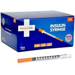 Brandzig Ultra-Fine Insulin Syringes 29G 1cc 1/2" 100-Pack