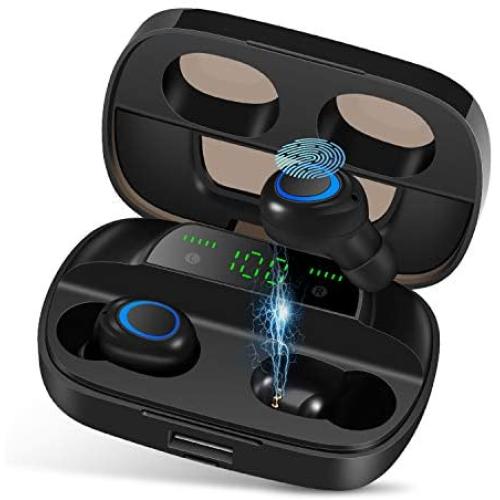 Wireless Earbuds, NEEKFOX IPX7 Waterproof Bluetooth 5.0 Headphones, Deep Bass Stereo Earphones Sports in-Ear Headset 120 Hours Playtime with Mic, LED Battery Display, Touch Control, AAC CVC 8.0