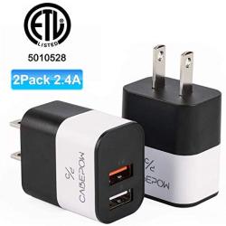 5V/2.4A USB Wall Charger, CABEPOW Dual 2 Port USB Charger Adapter, 12W Charger Block Plug Cube Replacement for iPhone Xs/XS Max/XR/X/8/7/6/Plus iPad Pro/Air 2/Mini 2, Galaxy9/8/7, Note9/8, LG