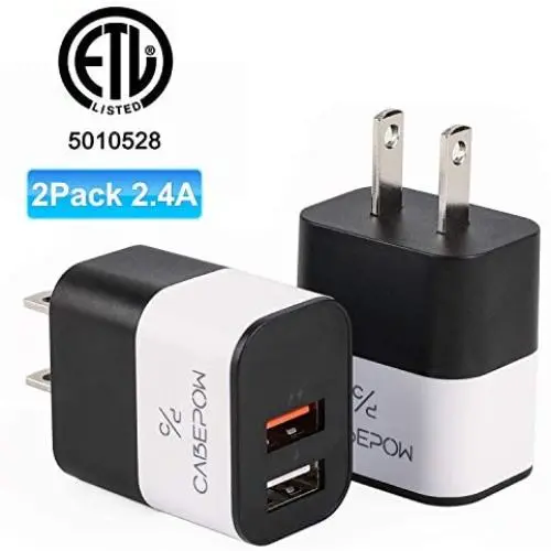 5V/2.4A USB Wall Charger, CABEPOW Dual 2 Port USB Charger Adapter, 12W Charger Block Plug Cube Replacement for iPhone Xs/XS Max/XR/X/8/7/6/Plus iPad Pro/Air 2/Mini 2, Galaxy9/8/7, Note9/8, LG 5V/2.4A USB Wall Charger, CABEPOW Dual 2 Port USB Charger Adapter, 12W Charger Block Plug Cube Replacement for iPhone Xs/XS Max/XR/X/8/7/6/Plus iPad Pro/Air 2/Mini 2, Galaxy9/8/7, Note9/8, LG