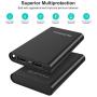 Power Bank 10000mAh Flashlight 2 Ports USB Portable Charger Quick Charge Cellphone Tablet DV Bluetooth Player (Black ABS)