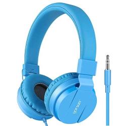 Gorsun Lightweight Stereo Folding Wired Headphones for Kids Adults Adjustable Headband Headset for Cellphones Smartphones iPhone Laptop Computer Mp3/4 Earphones(Blue)