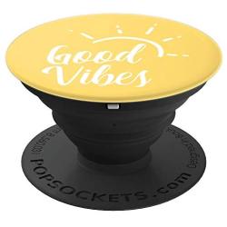 Good Vibes Cute Yellow Sun Beach Positive Energy Quotes Gift PopSockets Grip and Stand for Phones and Tablets