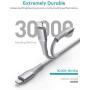 Xcentz iPhone 11 Charger, USB C to Lightning Cable [3ft Apple MFi Certified] Fast Charging Power Delivery Nylon Braided iPhone Cable for iPhone 11/11 Pro/11 Pro Max/XS Max/XS/XR/X/8/8 Plus, Silver