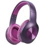 LETSCOM Bluetooth Headphones, 100 Hours Playtime Bluetooth 5.0 Headphones Over Ear with Deep Bass, Hi-Fi Sound and Soft Earpads, Built-in Mic, Wired/Wireless Headset for Home Office-Red Purple