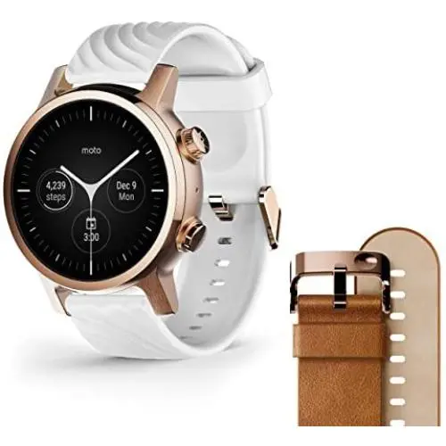 Moto 360 3rd Gen 2020 - Wear OS by Google - The Luxury Stainless Steel Smartwatch with Included Genuine Leather and High-Impact Sports Bands - Gold Moto 360 3rd Gen 2020 - Wear OS by Google - The Luxury Stainless Steel Smartwatch with Included Genuine Leather and High-Impact Sports Bands - Gold