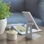 POKANIC Cell Phone Stand Dock Holder Cradle Mount Organizer Charger StationTable, Desktop Bed Office School Kitchen Travel Foldable Portable Adjustable, Multi-Angle Aluminum Non-Slip, Kids (Silver)