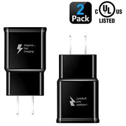 Samsung Fast Charger Adapter Adaptive Quick Charge Charging Block Wall Chargers Compatible with Samsung Galaxy S7/S8/S8+/S9/S10+/Edge/Note8/Note9(2 Pack Black)