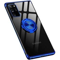 Galaxy Note 20 Ultra Case, Clear Ring Metal Holder Kickstand Magnetic Car Thin Fit Soft TPU Silicone Flexible for Samsung Galaxy Note 20 Ultra 6.9 Inch (Blue)