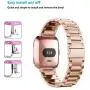 Jiarusig Compatible Fitbit Versa/Versa Lite Edition/Versa 2 Bands, Stainless Steel Versa Smartwatch Metal Band for Men Women Replacement Wristband