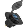 MICTUNING Dual USB Charger Socket 2.1A & 2.1A Power Outlet with Digital Voltmeter Blue LED Light 12-24V for Car Boat Marine Mobile