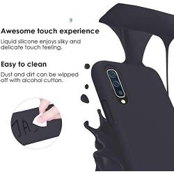 Vinve Samsung Galaxy A50 Case with Tempered Glass Screen Protector [2 Pack], Liquid Silicone Slim Fit Drop Protection Case for Galaxy A50 (Black)