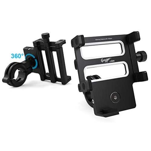 Volo Grasper+ Aluminum Bike Phone Holder,360 Degree Rotation Adjustable Bicycle & Motorcycle Handlebar Metal Cradle for iPhone X, 8,7,6S, Samsung S9+, Other Smartphone, GPS,etc