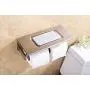 XVL Dual Toilet Paper Holder with Mobile Phone Storage Shelf and Spring Roller, Brushed, G327B