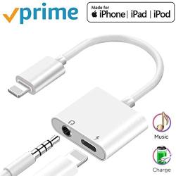 Headphone Adapter for iPhone 11 pro 3.5mm Jack Car Charger AUX Converter Splitter Charge & Audio Cables 2 in 1 for iPhone 7/7 Plus/8/X/10/11/XR/XS/XS Max Dongle Earphone Adaptor Support iOS System