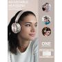 Vogek On Ear Headphones with Mic, Stereo Bass Fold-Flat Headset, Wired Portable Earphones with Microphone, Adjustable Headband and 1.5M Tangle Free Cord for Kids Students Teens Adults, Gold