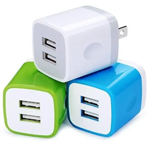 USB Wall Charger, Charger Plug, Charging Block Cube, Charger Block Box, 5V/2.1A Universal Power Adapter Brick Base Compatible for Phone X/8/7/6 Plus, iPad, Samsung Galaxy S9/S8/Note 9, LG, ZTE, HTC USB Wall Charger, Charger Plug, Charging Block Cube, Charger Block Box, 5V/2.1A Universal Power Adapter Brick Base Compatible for Phone X/8/7/6 Plus, iPad, Samsung Galaxy S9/S8/Note 9, LG, ZTE, HTC