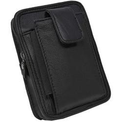 Garrison Grip Cowhide Leather OWB CCW Cell Phone Belt Pack Fits S&W Bodyguard, Ruger LCP, LCPII, and Smaller Guns (Black)